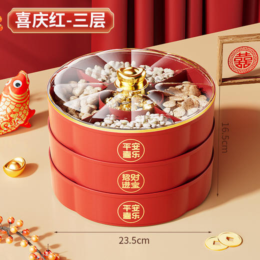 【新中式❗️福气满满旋转果盘】招财进宝，平安喜乐，分层多格设计，新款家用透明带盖新年蛇年春节元宝干果盘糖果盒礼物 商品图6