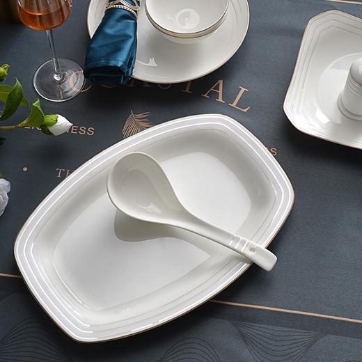 唐惠餐具整套唐山骨瓷碗盘餐具套装33头中式简约乔迁礼物皮箱包装彩虹 商品图5