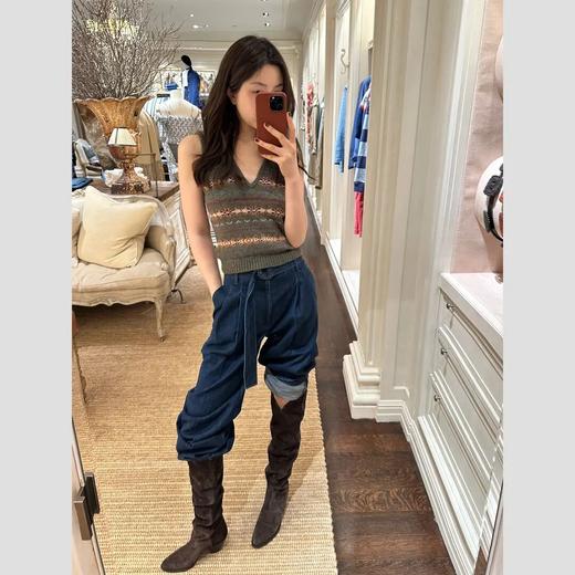 ROMI STUDIO“纽约美式”丝光牛反绒粗跟尖头布朗棕高筒靴 23AWS087 商品图3