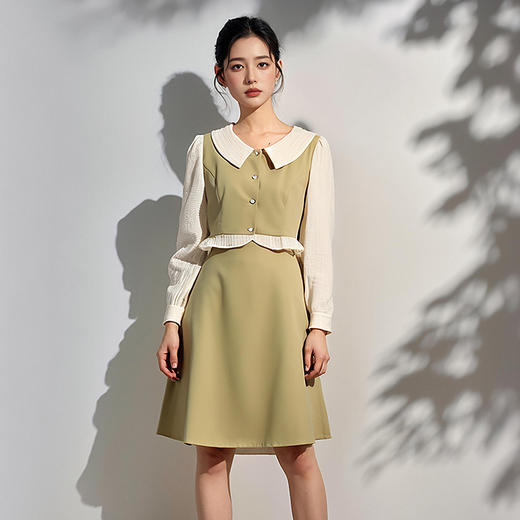 奢姿2025年春季新款大码女装甜美蕾丝拼接裙子胖妹妹假两件连衣裙9951890324 商品图1