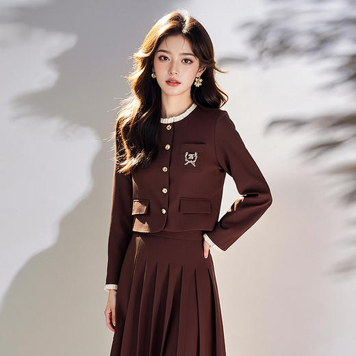 奢姿2025年春季新款大码女装法式学院风套装胖妹妹气质半裙两件套9951930008 商品图4