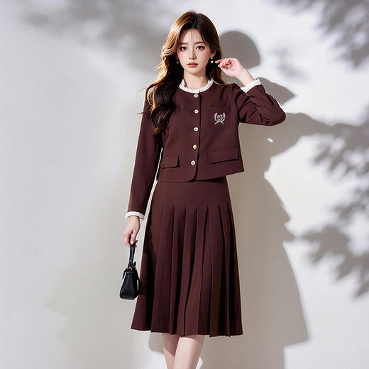 奢姿2025年春季新款大码女装法式学院风套装胖妹妹气质半裙两件套9951930008 商品图0