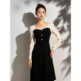 奢姿春季新款大码女装洋气法式裙子胖妹妹赫本风方领连衣裙9951820653