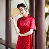 丁摩 夏季新品女装国风旗袍波点提花凤凰刺绣A字版双乔真丝连衣裙5ZF-75214 商品缩略图0