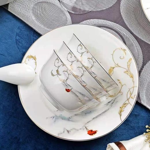 唐惠唐山骨瓷餐具整套18头中式家用饭碗盘勺子碗筷餐具整套 秋思 商品图2