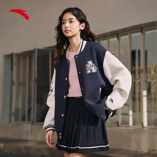 安踏【关晓彤同款】易打理复古加厚棒球服夹克女士外套162518701S 商品图5