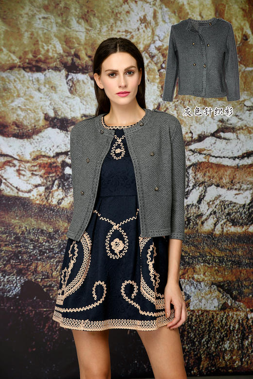 【伯妮斯茵】灰色羊毛混纺针织衫-163E290--《 拉斯科大厅 》-《艺术发轫》 商品图0