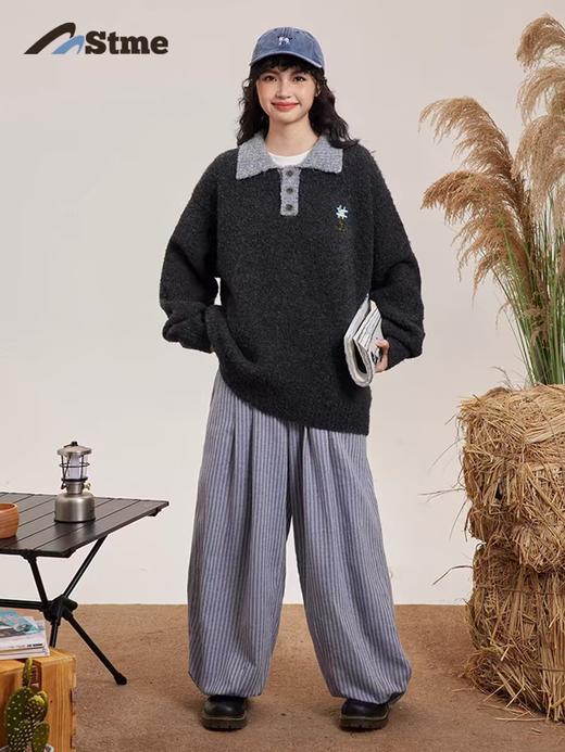 早乙女惠子saotome/STMMY243249/圈圈纱撞色领毛衣polo 商品图3