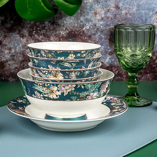 唐惠餐具整套20头家用欧式碗碟盘套装唐山骨瓷餐具送长辈礼物绿野仙踪 绿野仙踪20头 商品图2