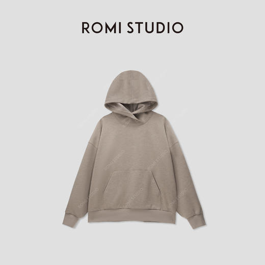 ROMI STUDIO“休闲精致”400克精纺醋酸羊毛连帽奶咖色卫衣23AWT943 商品图0