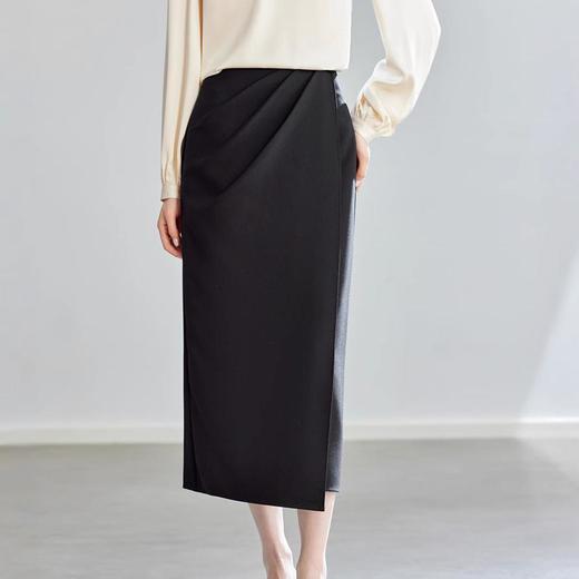 全新升级【铂金会员146/天猫199/差价53】(54106) 洛诗琳时尚通勤半身裙2025春季新款百搭直筒褶皱显瘦裙子 商品图3