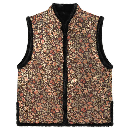 丁摩 冬季新款皮草外套女水貂毛双面穿马甲背心貂皮大衣年轻款5ZF-10520 商品图6