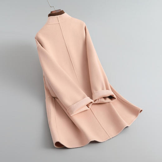 丁摩 高端休闲羊毛羊绒外套牛角扣10羊绒宽松大码双面呢5ZF-28376 商品图2