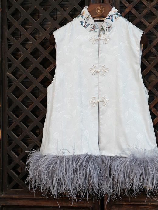 盛唐牡丹|百蝶手绣皮草马甲 商品图1