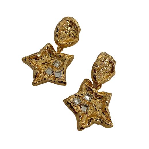 雀说 欧美中古铜镀金熔岩五角星耳夹耳环饰品5ZF-10502 商品图4
