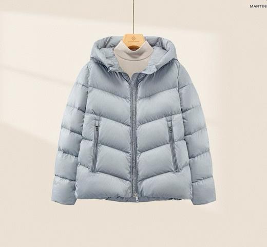 Martine Wester  女进口15D超细超高密度羽绒面料明拉链连帽鹅绒服11383856 商品图1