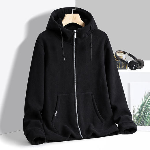 丁摩 U衣库同款加大码摇粒绒抓绒衣女冬季加绒加厚保暖连帽卫衣男女外套 5ZF-22713 商品图9