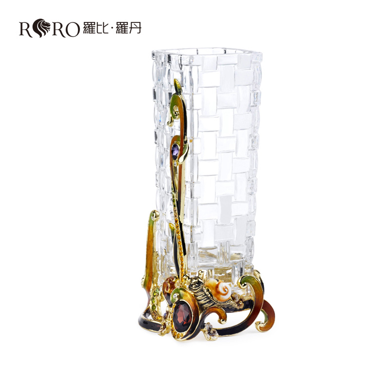 【彼达思】罗比罗丹平安吉祥小花插创意田园风珐琅彩小花瓶居家装饰摆件送礼办公室玻璃花插