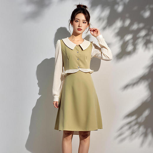 奢姿2025年春季新款大码女装甜美蕾丝拼接裙子胖妹妹假两件连衣裙9951890324 商品图2