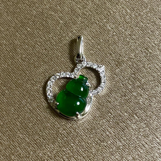18K白金满钻翡翠葫芦吊坠/葫芦6*8mm 商品图0