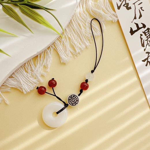 新中式古风国风仿玉平安扣菩提琉璃珠手机挂饰挂件饰品个性钥匙扣 商品图0