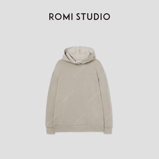 ROMI STUDIO美式基础纯色 加绒加厚连帽宽松重磅长袖卫衣 T2346 商品图0