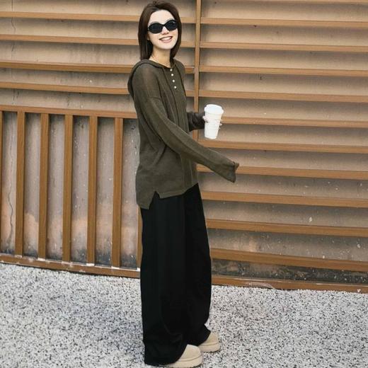 顺丰包邮41302洛诗琳宽松廓形羊驼毛休闲连帽针织罩衫810 商品图2