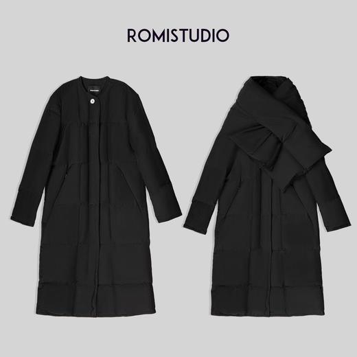 ROMI STUDIO高充绒量白鹅绒冬季中长款带围脖休闲时尚羽绒服W2294 商品图2