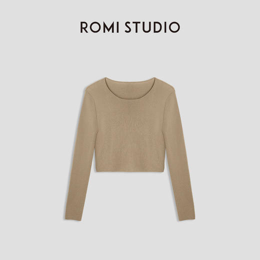 ROMI STUDIO”内外兼备"简约修身短款亲肤透气垂感打底针织衫M3581 商品图0
