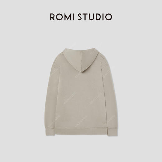 ROMI STUDIO美式基础纯色 加绒加厚连帽宽松重磅长袖卫衣 T2346 商品图1