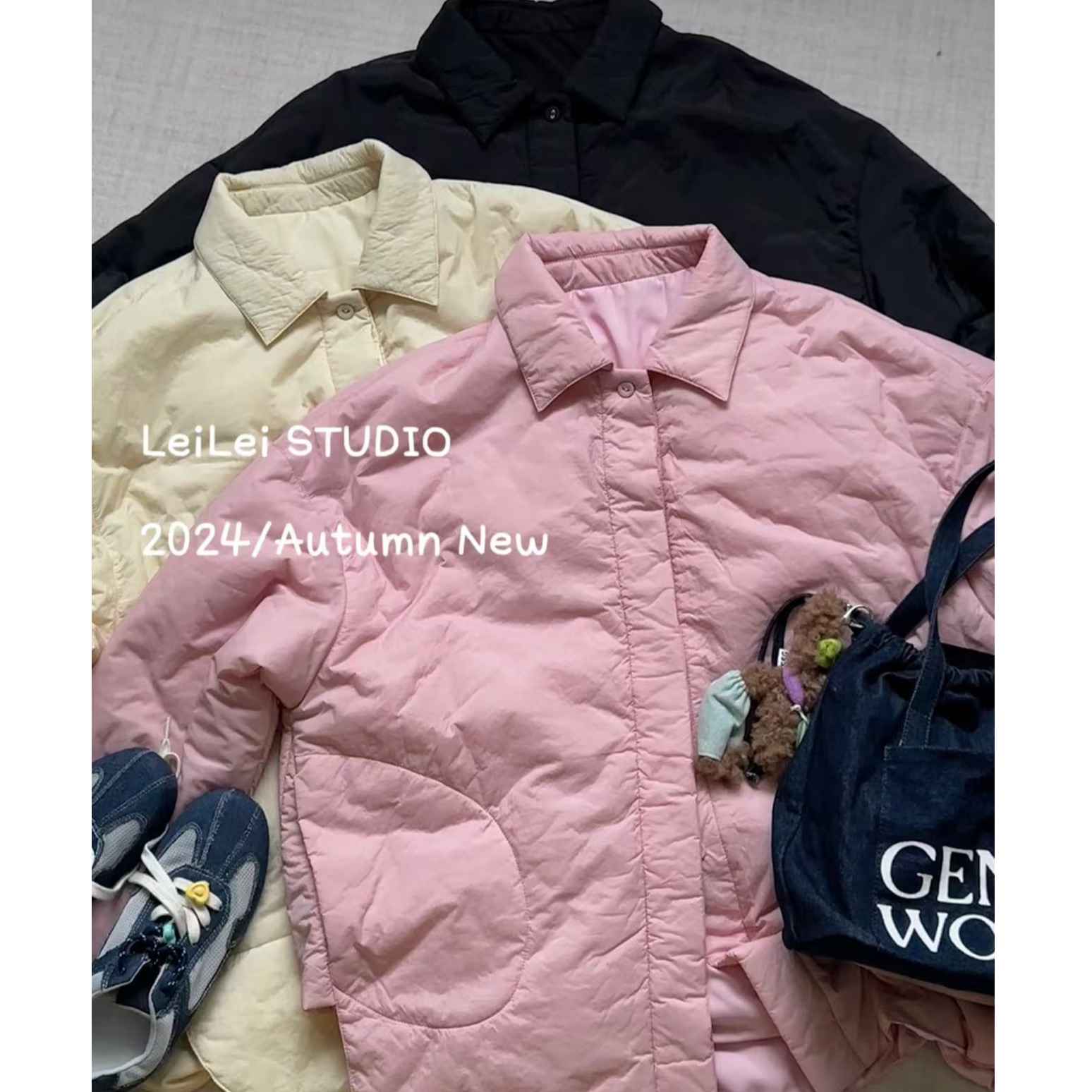 2025新品  蕾蕾同款【沦陷的云朵~】云感polo领纯色慵懒感减龄保暖棉服外套