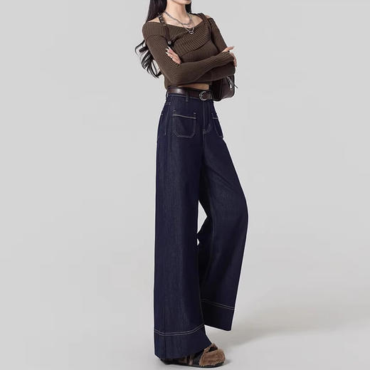裁缝学苑AQ408复古阔腿牛仔裤纸样女新款小个子高腰拖地裤子 商品图5
