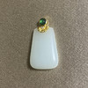 18K古法黄金和田玉（白玉）镶钻吊坠--华光溢彩/小玉牌16*26mm/配镶翡翠、钻石 商品缩略图0