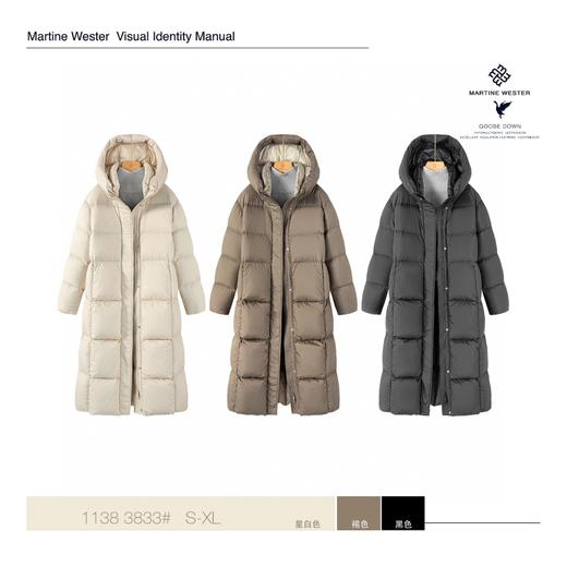 Martine Wester女密可柔面料加长款可脱卸领连帽鹅绒服11383833 商品图0
