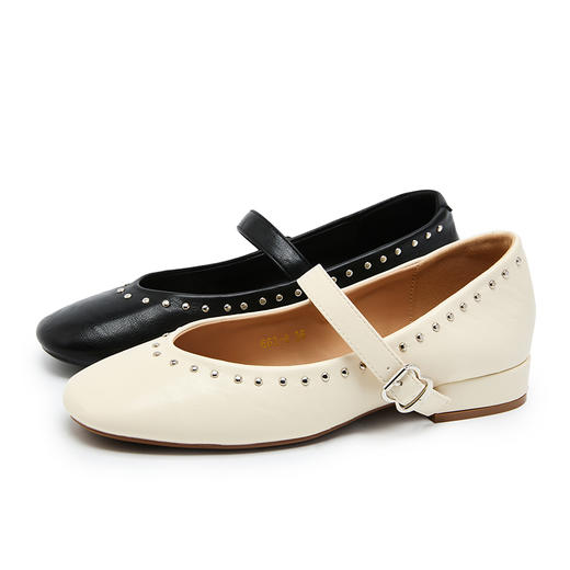 西遇复古玛丽珍女鞋新款法式铆钉圆头小皮鞋软底低跟单鞋V0256264 商品图4