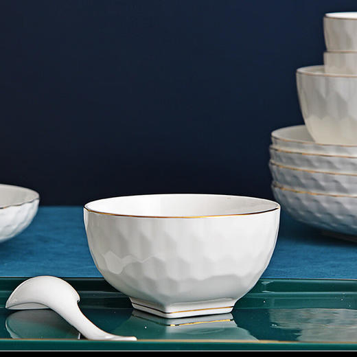 唐惠餐具整套唐山骨瓷22头碗盘餐具套装皮箱包装乔迁结婚送礼水立方 水立方22头 商品图5