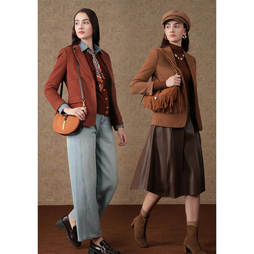 【羊绒】【两色可选】乔万尼新款大衣短款修身职场高级感EI4B568 商品图3