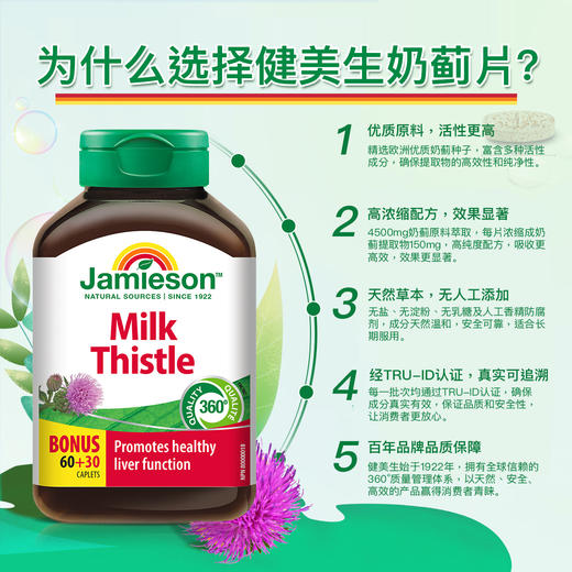 【分销】Jamieson健美生奶蓟浓缩片90片水飞蓟加班熬夜应酬常备 健美生 商品图3