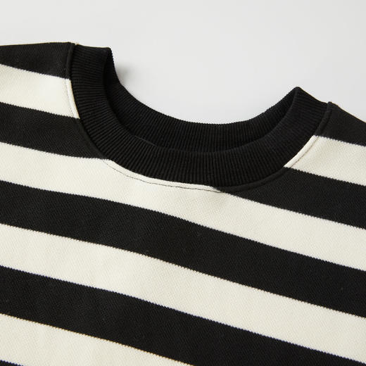 ROMI STUDIO黑白条纹加绒加厚针织宽松卫衣T2366 商品图1