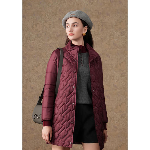 【两色可选】乔万尼秋冬新品棉服保暖棉轻松舒适感十足立领中长棉衣ES4T445 商品图4