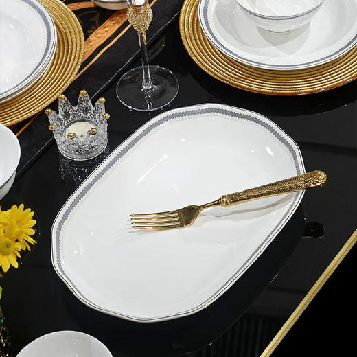 唐惠餐具整套29头现代轻奢唐山骨瓷碗盘餐具套装乔迁搬家礼物清蓝冰水 清蓝冰水29头 商品图2