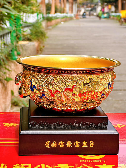 摆件聚宝盆镀金花丝镶嵌珐琅彩摆件送礼乔迁生日商务伴手礼聚宝盆大号摆件 商品图1