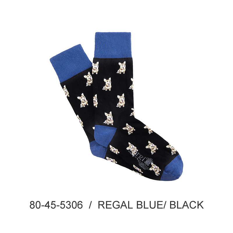 英国CORGI男士袜子 柯基狗狗印花中筒袜