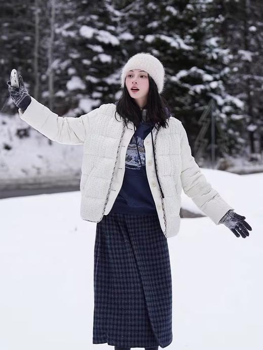 浮生八记/24D188/复古拼接羽绒服假两件绞花90白鸭绒外套 商品图1