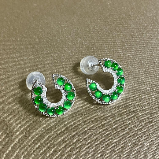 18K白金翡翠镶钻耳饰/半珠2.5mm*18 商品图0