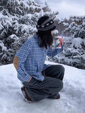 浮生八记/24D200/复古美式磨毛格纹保暖叠穿口袋衬衫