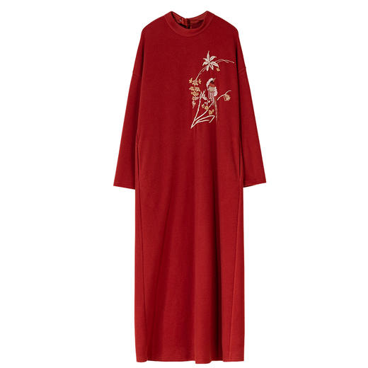牧衣游原创手工刺绣宽松红色连衣裙 限量福利款 南珰不支持会员折 商品图4