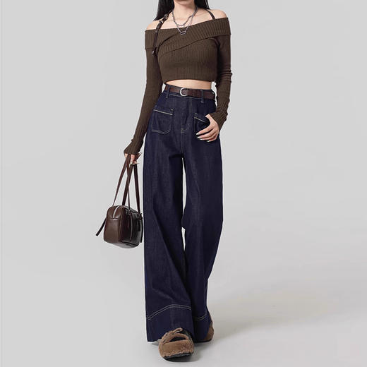 裁缝学苑AQ408复古阔腿牛仔裤纸样女新款小个子高腰拖地裤子 商品图3