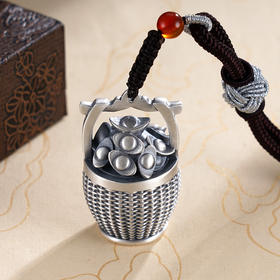 子佩集S999银【一桶金】手把件【DZ1013】纯银底部可转动小号2412