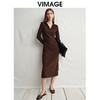 VIMAGE纬漫纪气质女神垂坠修身高腰显瘦深卡其连衣裙2025春季新款V2307920 商品缩略图5